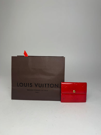 Vintage Louis Vuitton Vernis Leather Card Holder Red