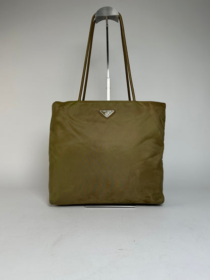 Vintage Prada Triangle Polyester Handbag Green