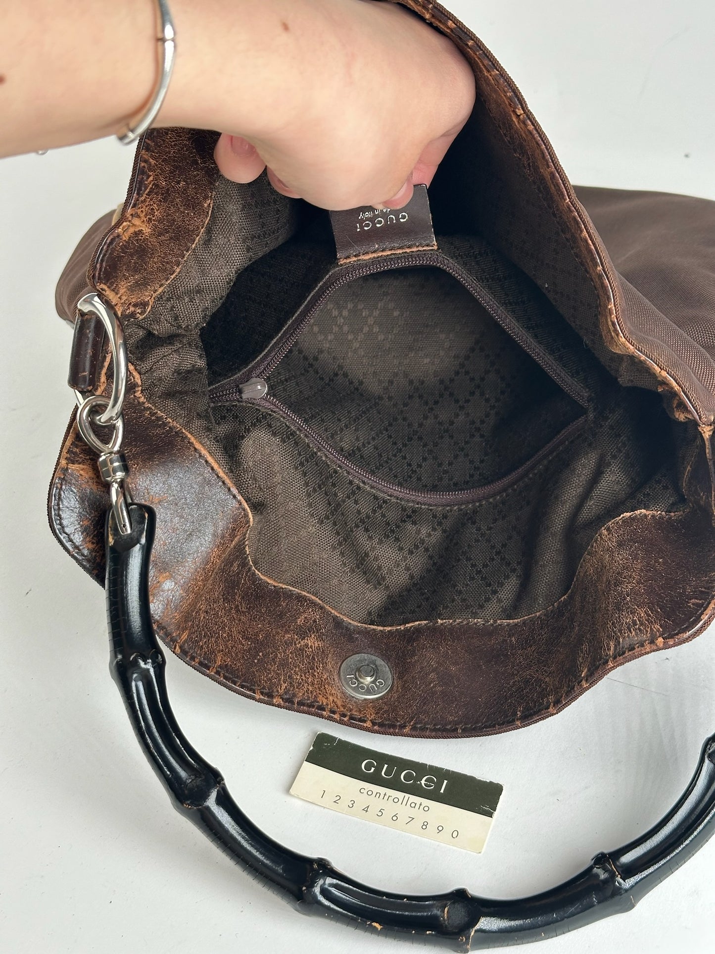 Sac Gucci vintage en polyester Bambo marron