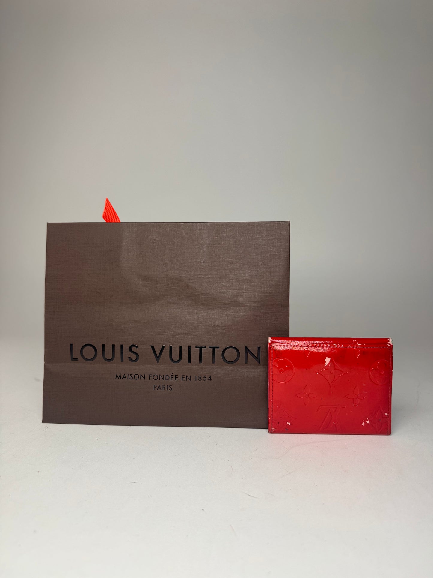 Vintage Louis Vuitton Vernis Leather Card Holder Red