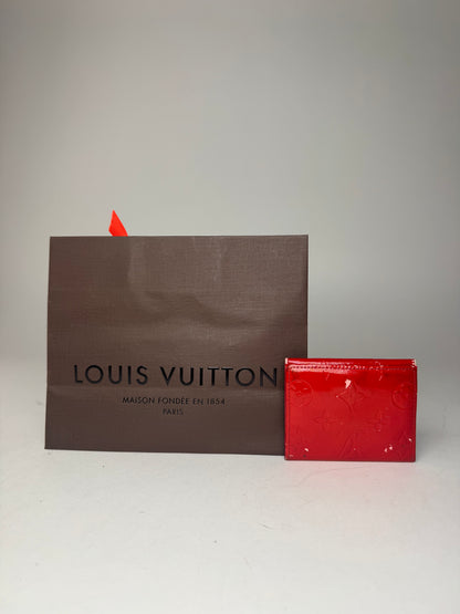 Vintage Louis Vuitton Vernis Leather Card Holder Red