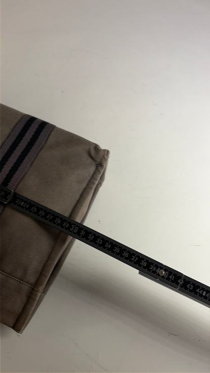 Vintage Hermes Canvas Stripe Tote Gray Black Purple