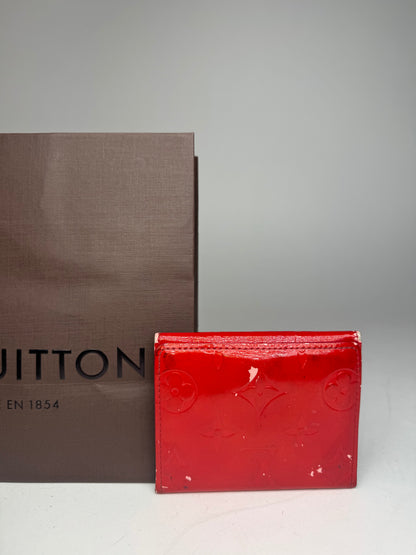 Vintage Louis Vuitton Vernis Leather Card Holder Red