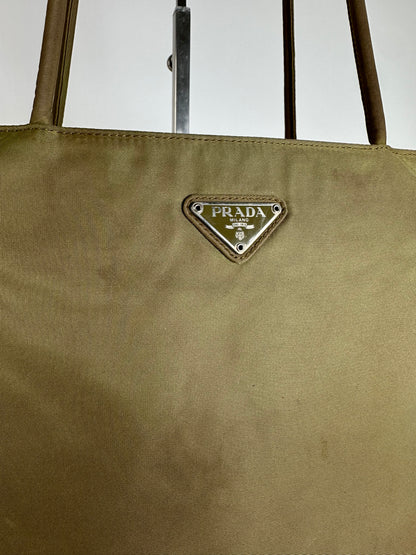 Vintage Prada Triangle Polyester Handbag Green