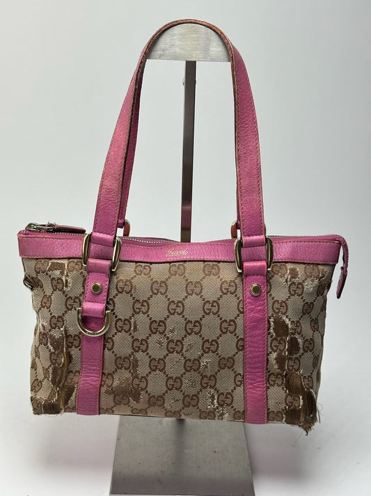 Sac vintage en coton monogramme Gucci beige violet