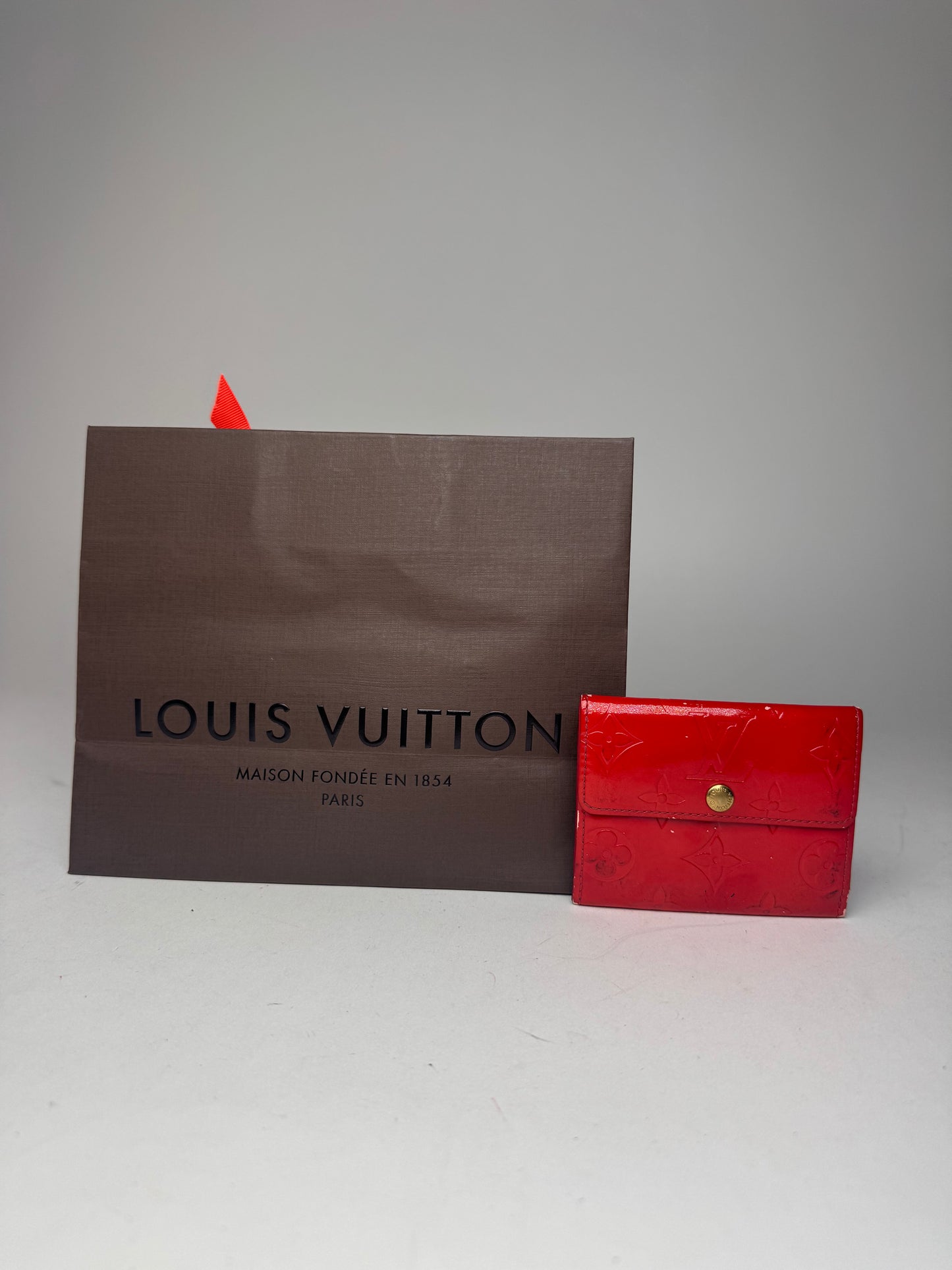 Vintage Louis Vuitton Vernis Leather Card Holder Red