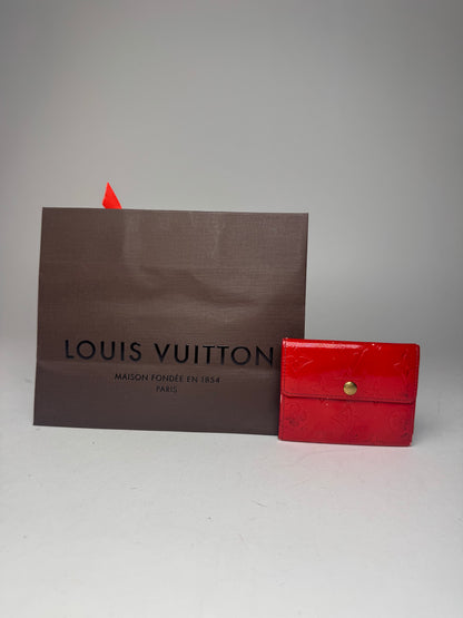 Vintage Louis Vuitton Vernis Leather Card Holder Red