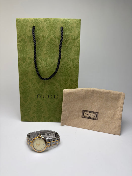 Vintage Gucci Two-Tone Bracelet Watch Late 1990s Silver Gold