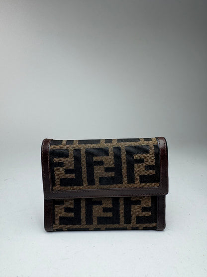 Vintage Fendi Roma FF monogram canvas leather wallet brown