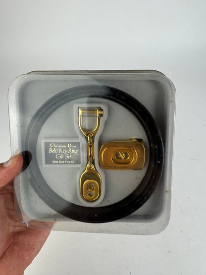 Vintage Dior Reversible Leather belt Set Brown black New