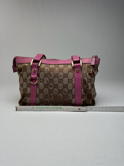 Sac vintage en coton monogramme Gucci beige violet