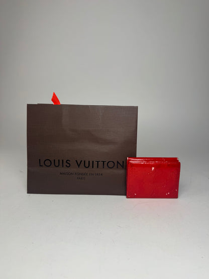 Vintage Louis Vuitton Vernis Leather Card Holder Red