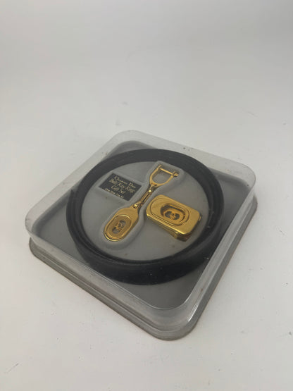 Vintage Dior Reversible Leather belt Set Brown black New