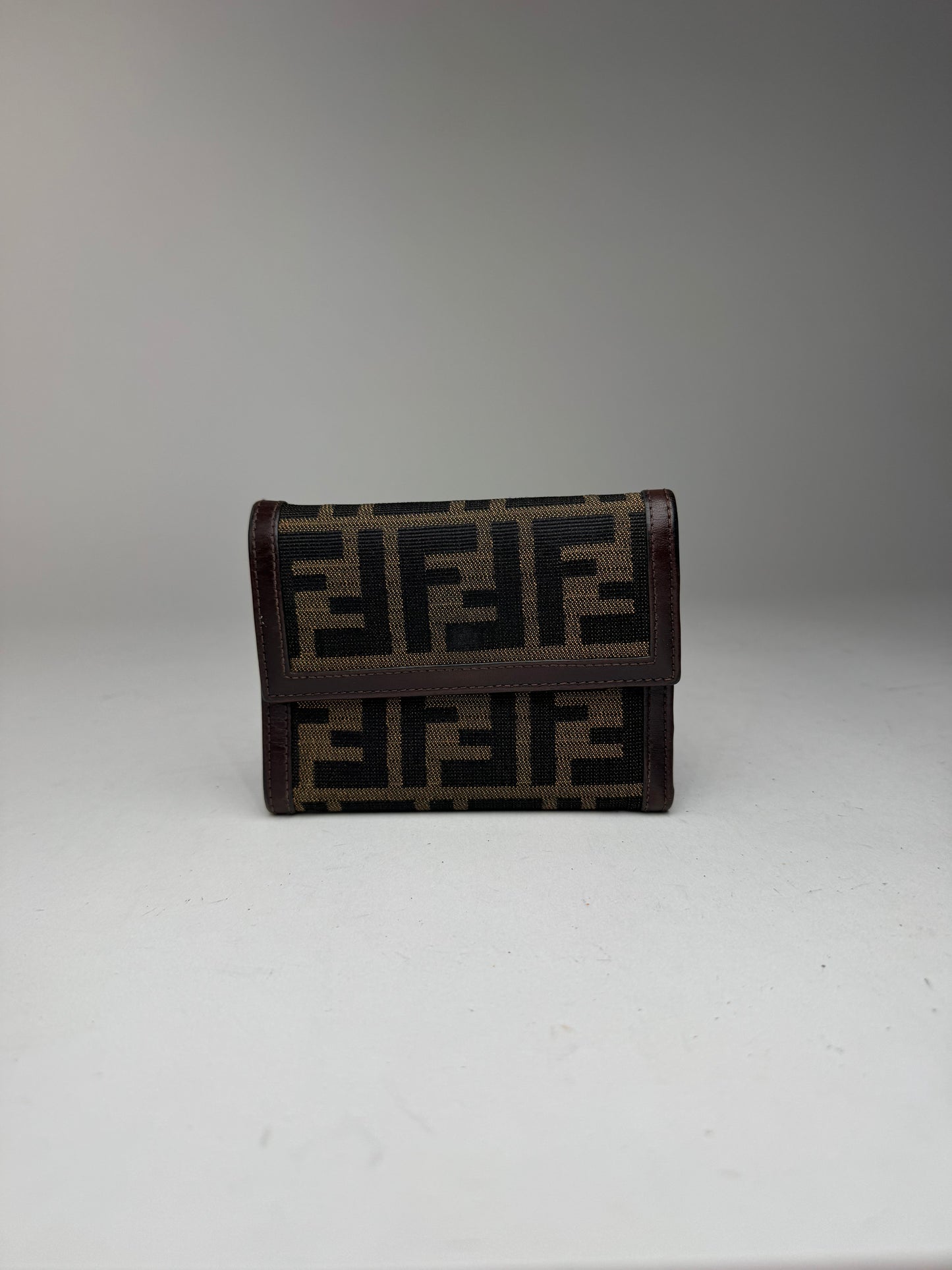 Vintage Fendi Roma FF monogram canvas leather wallet brown