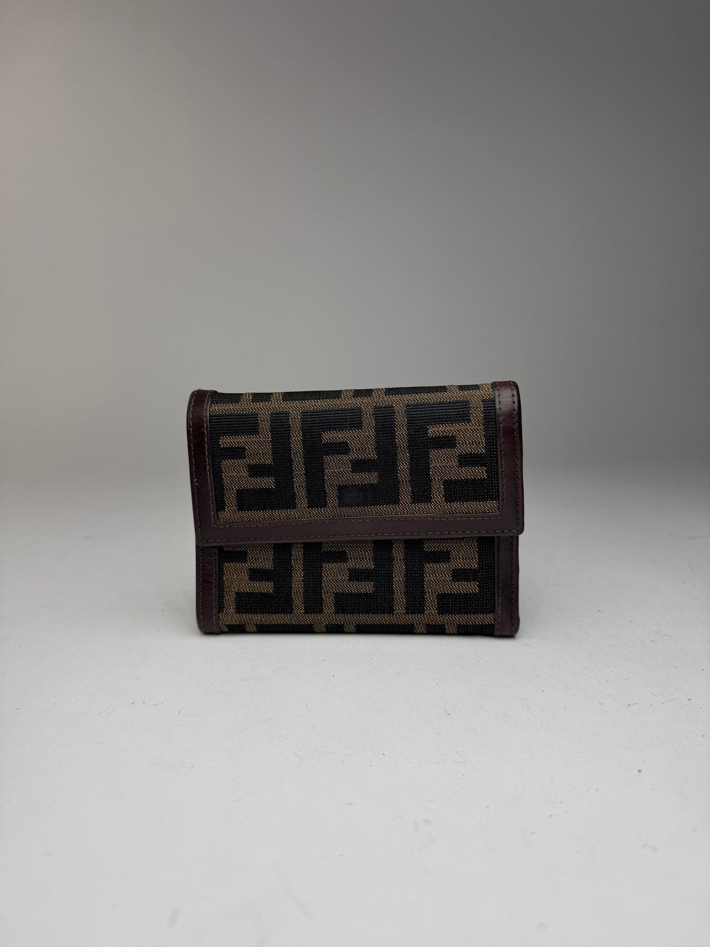 Vintage Fendi Roma FF monogram canvas leather wallet brown