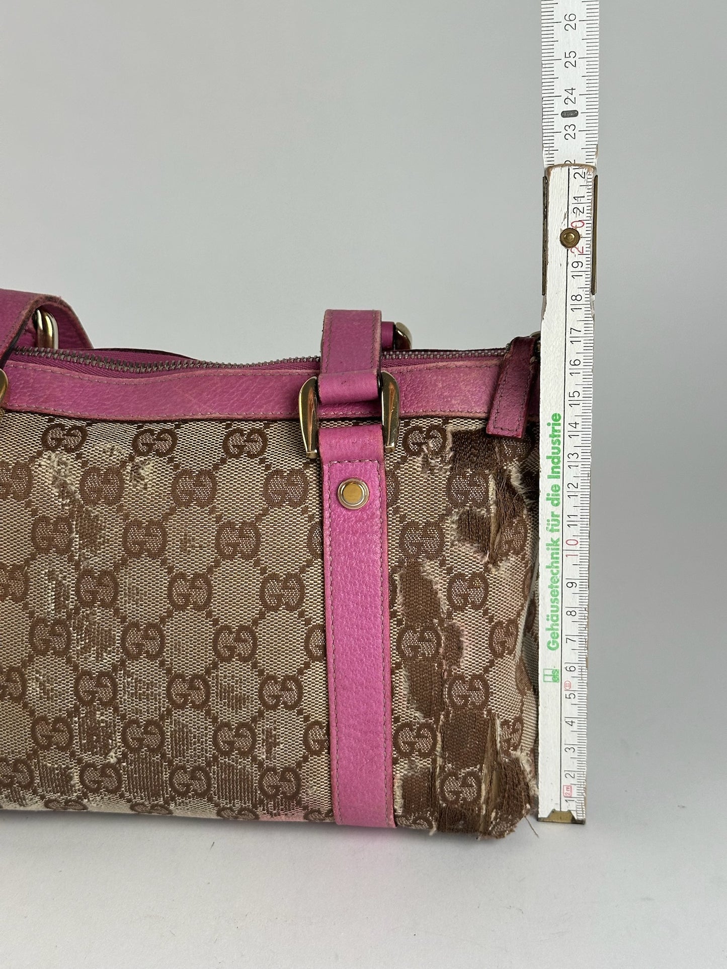 Sac vintage en coton monogramme Gucci beige violet