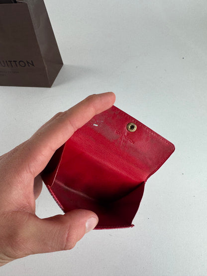 Vintage Louis Vuitton Vernis Leather Card Holder Red