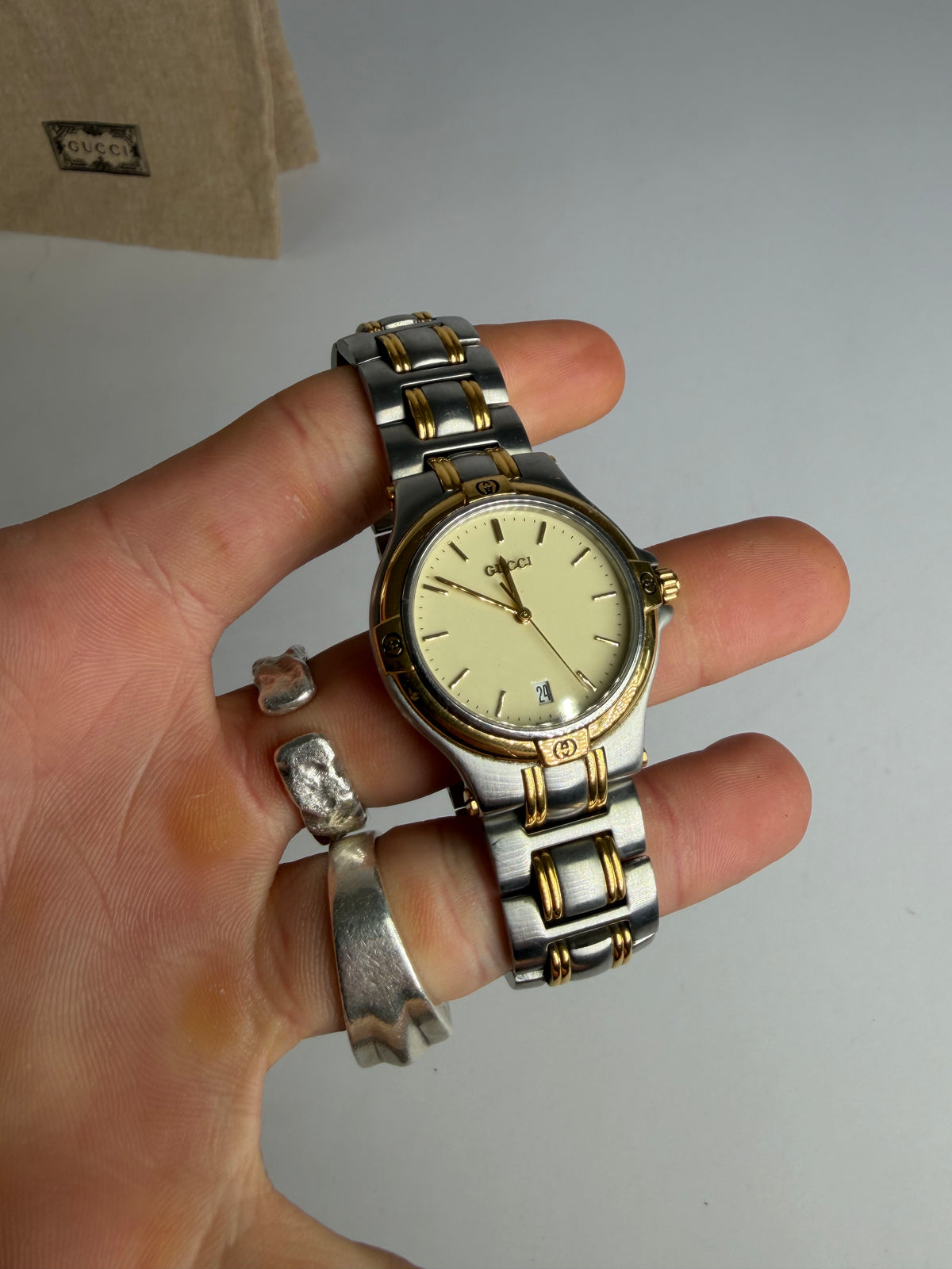Vintage Gucci Two-Tone Bracelet Watch Late 1990s Silver Gold