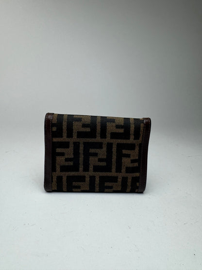 Vintage Fendi Roma FF monogram canvas leather wallet brown