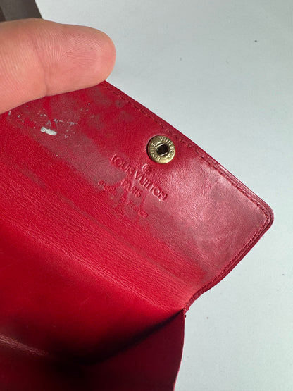 Vintage Louis Vuitton Vernis Leather Card Holder Red