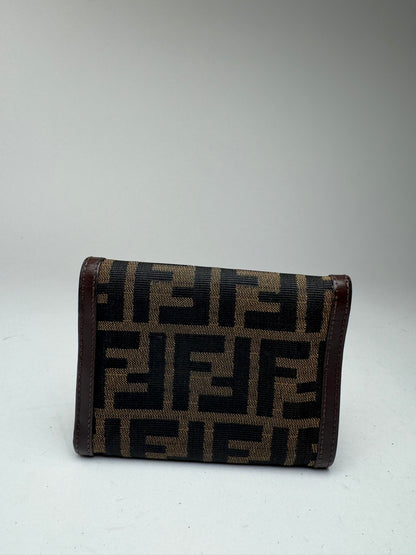 Vintage Fendi Roma FF monogram canvas leather wallet brown