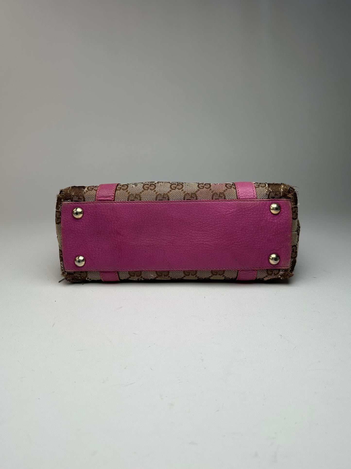 Sac vintage en coton monogramme Gucci beige violet