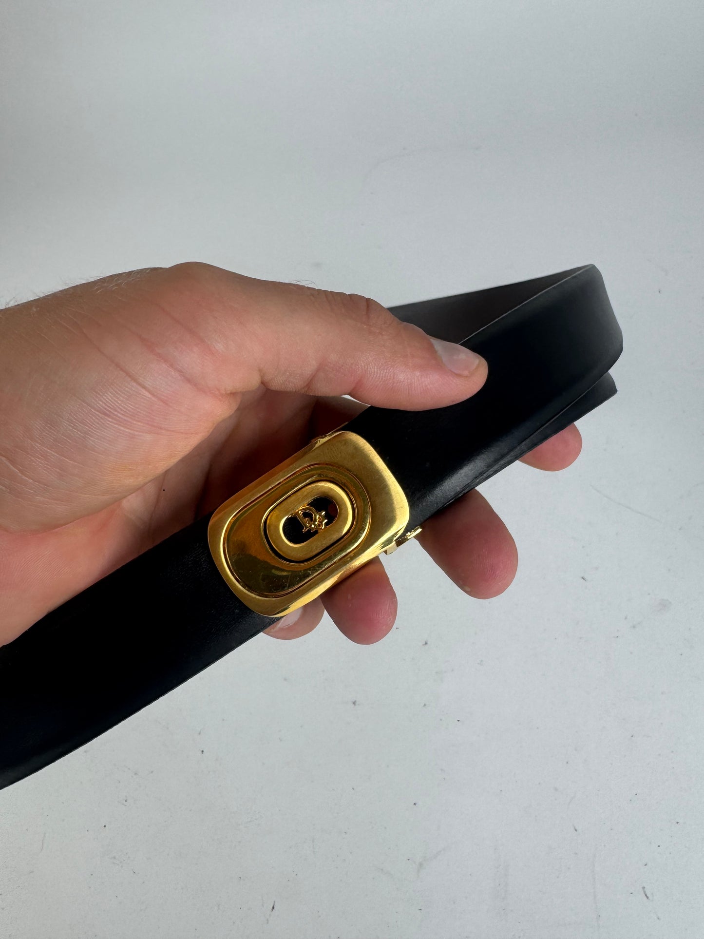 Vintage Dior Reversible Leather belt Set Brown black New