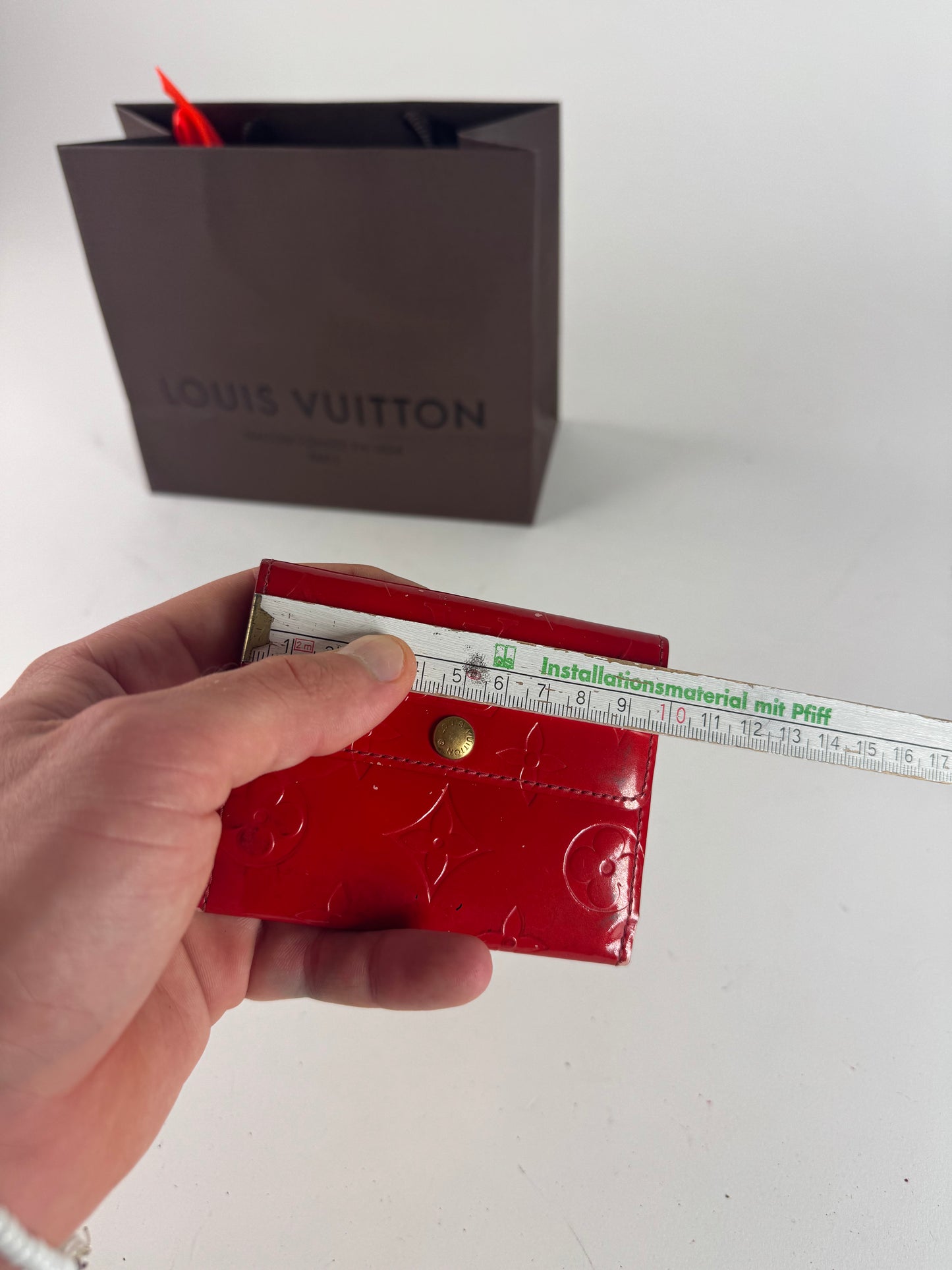 Vintage Louis Vuitton Vernis Leather Card Holder Red