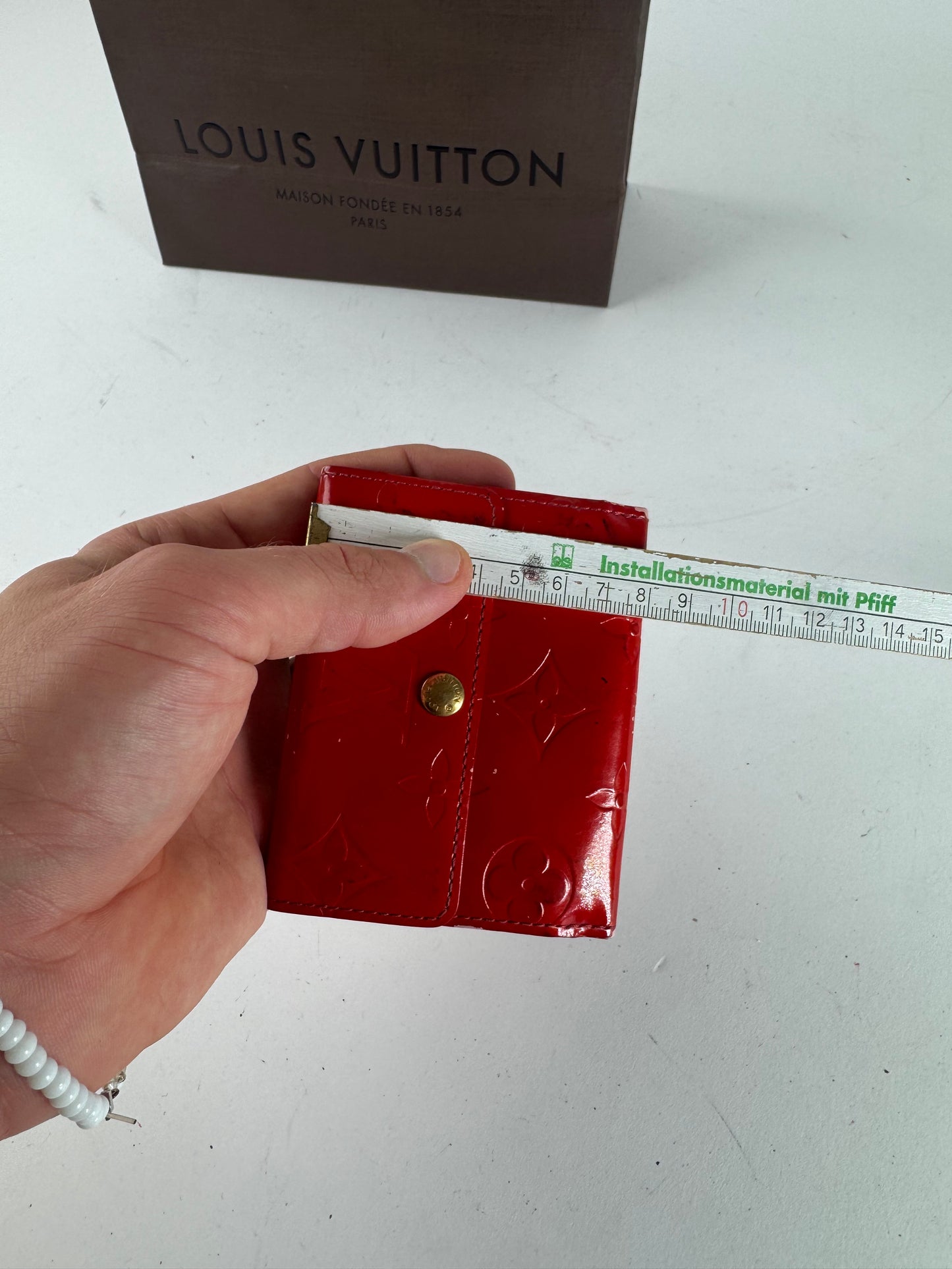 Vintage Louis Vuitton Vernis Leather Card Holder Red