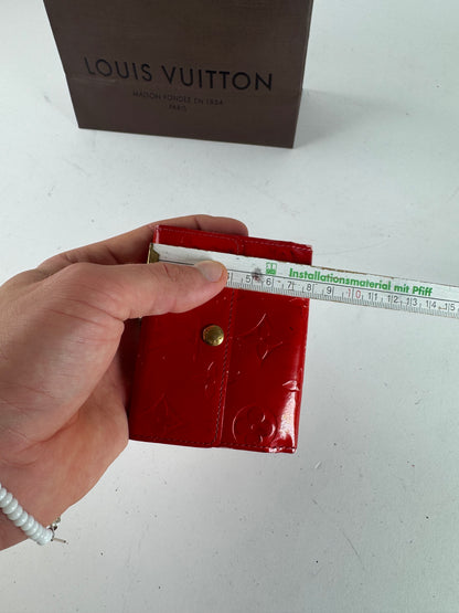 Vintage Louis Vuitton Vernis Leather Card Holder Red