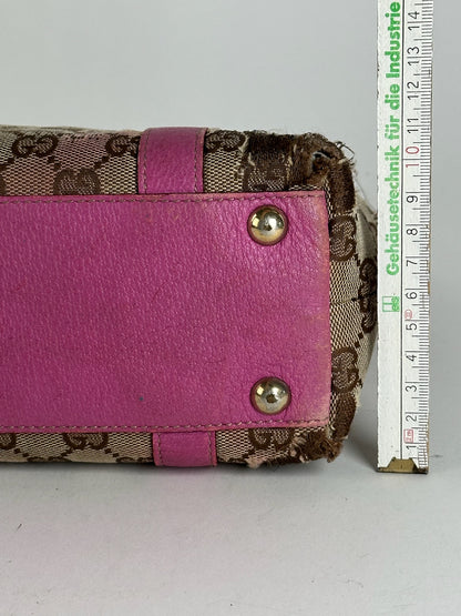 Sac vintage en coton monogramme Gucci beige violet