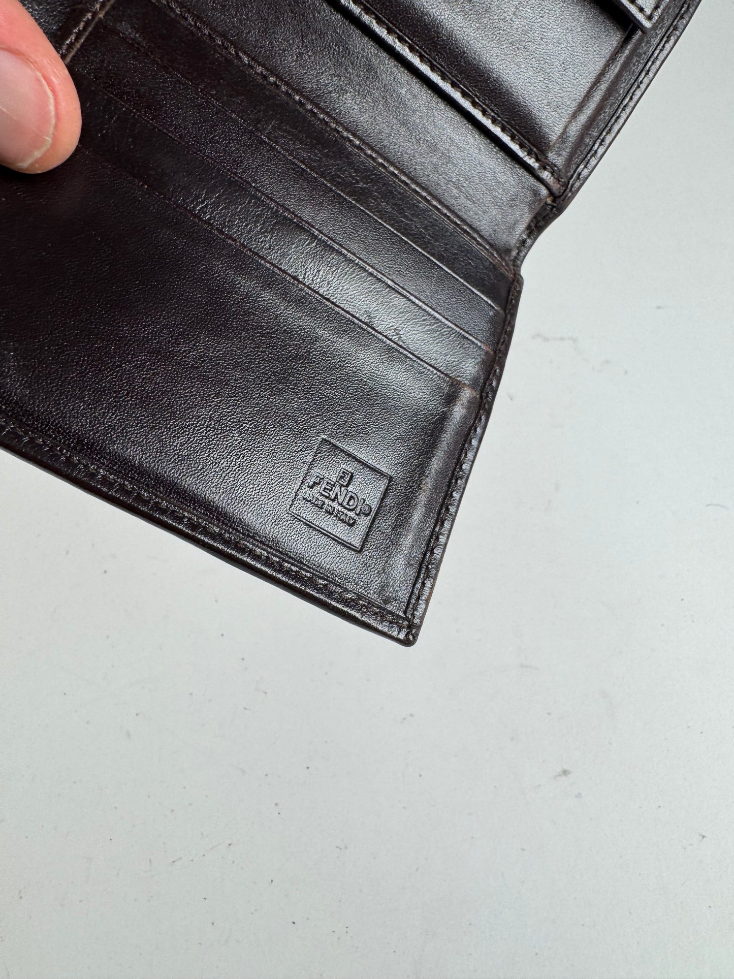 Vintage Fendi Roma FF monogram canvas leather wallet brown