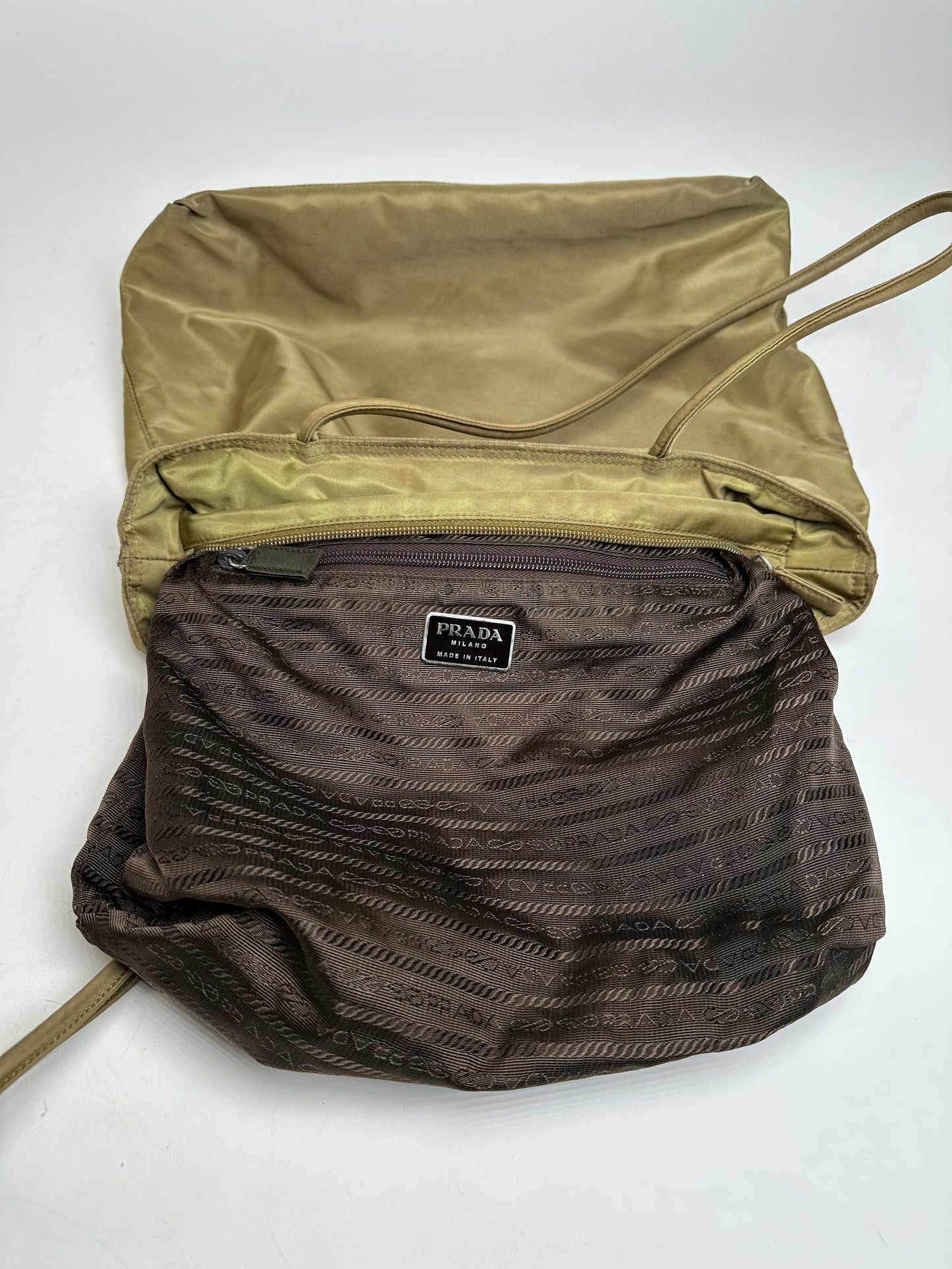 Vintage Prada Triangle Polyester Handbag Green