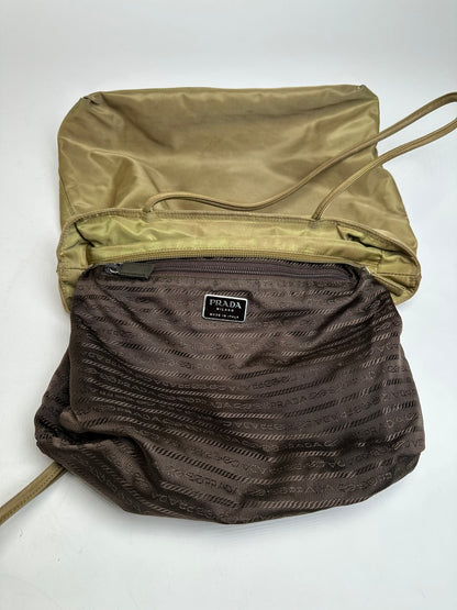 Vintage Prada Triangle Polyester Handbag Green