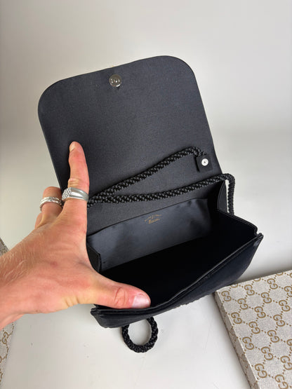 Vintage Gucci Velvet Shoulder Bag Black Silver