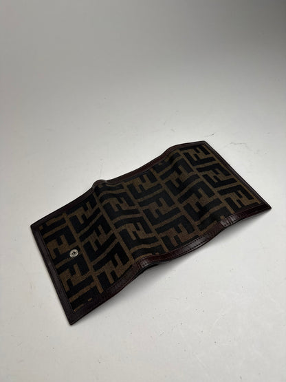 Vintage Fendi Roma FF monogram canvas leather wallet brown