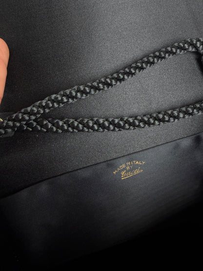 Vintage Gucci Velvet Shoulder Bag Black Silver