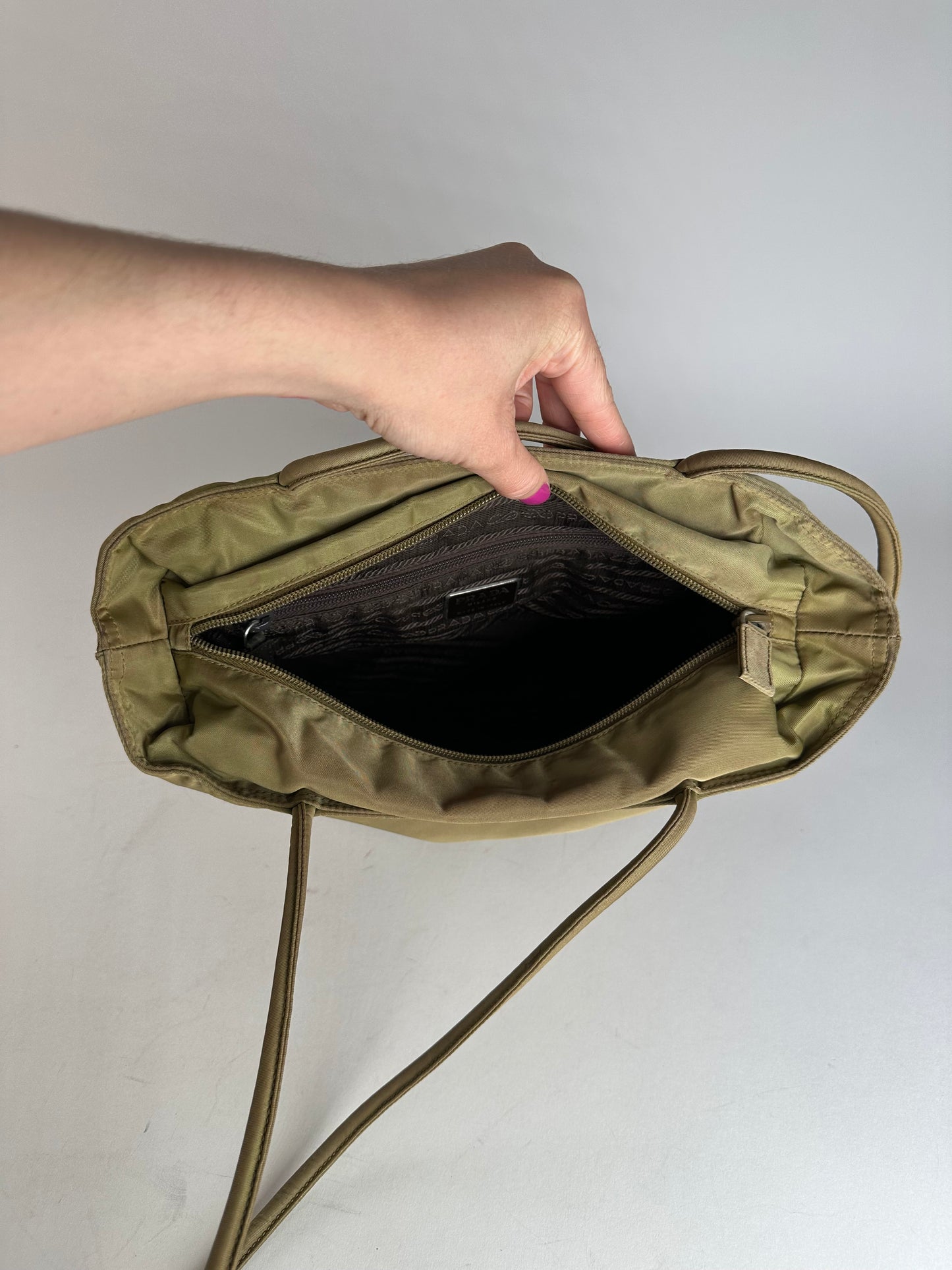Vintage Prada Triangle Polyester Handbag Green