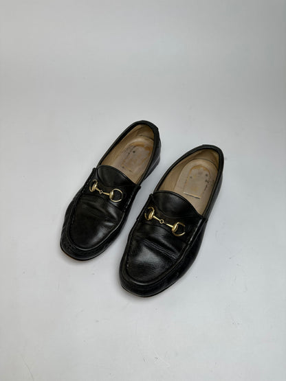 Vintage Gucci Leather Horsebit Loafers Black c. Late 1990s EU37