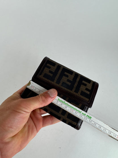 Vintage Fendi Roma FF monogram canvas leather wallet brown