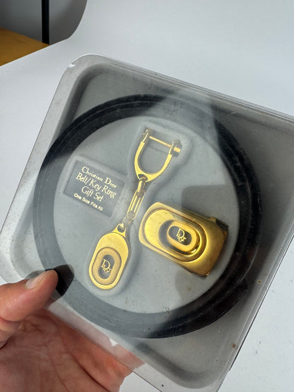 Vintage Dior Reversible Leather belt Set Brown black New