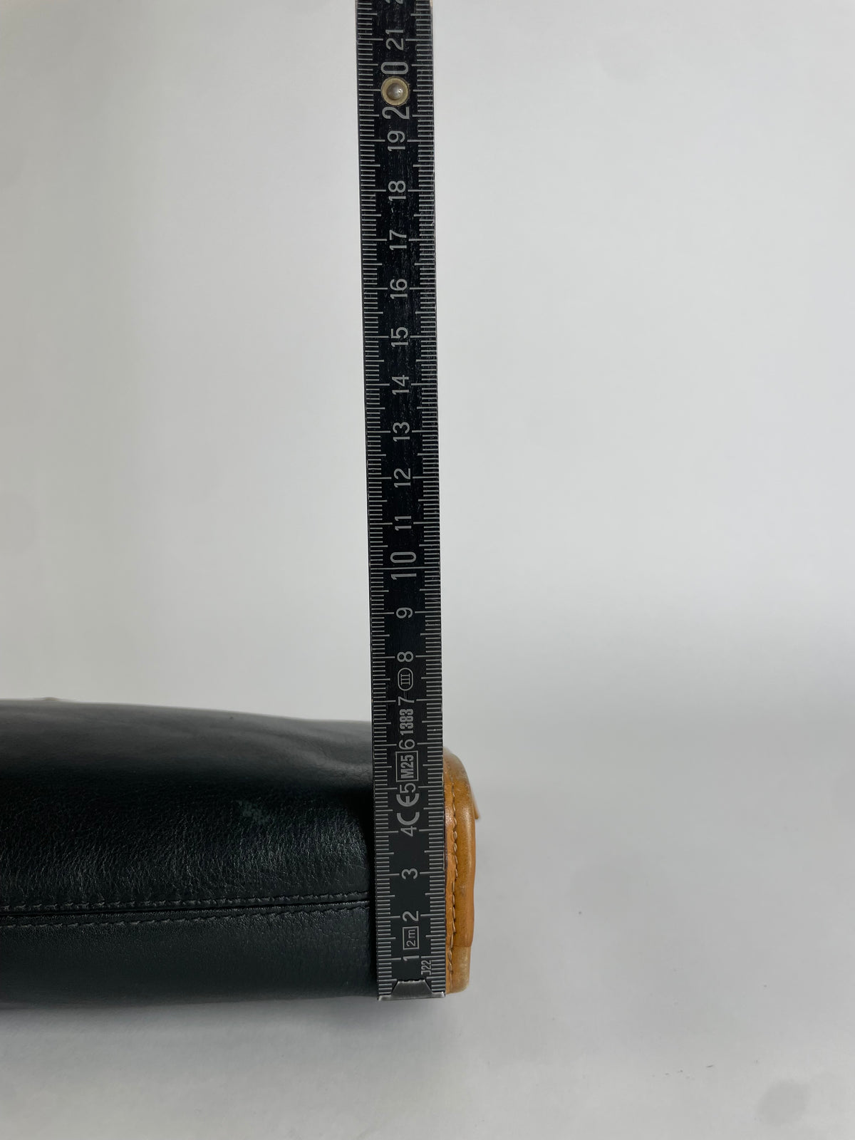 Vintage Celine Blazon Leather Clutch Late 1980s Black Beige