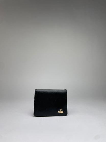 Vintage Vivienne Westwood Leather Bifold Wallet Black Gold