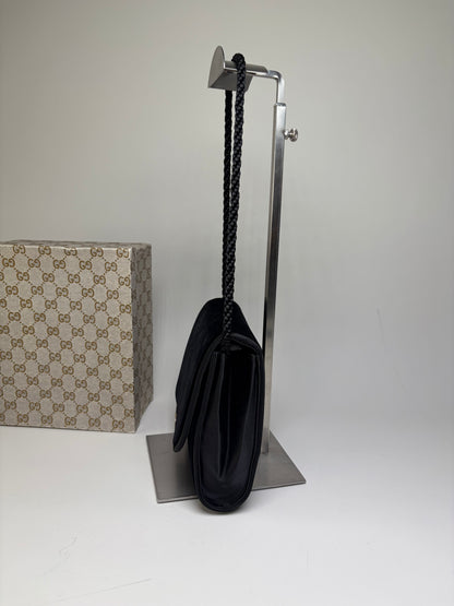 Vintage Gucci Velvet Shoulder Bag Black Silver