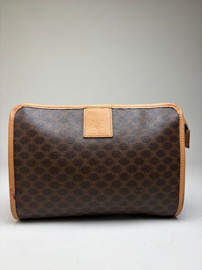 Vintage Celine Monogram Canvas Bifold Wallet Dark Brown Honey Beige