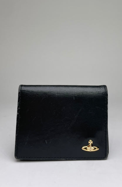 Vintage Vivienne Westwood Leather Bifold Wallet Black Gold