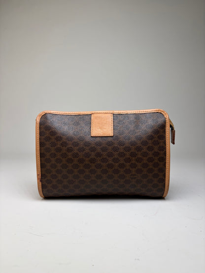 Vintage Celine Monogram Canvas Bifold Wallet Dark Brown Honey Beige