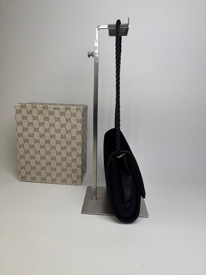 Vintage Gucci Velvet Shoulder Bag Black Silver