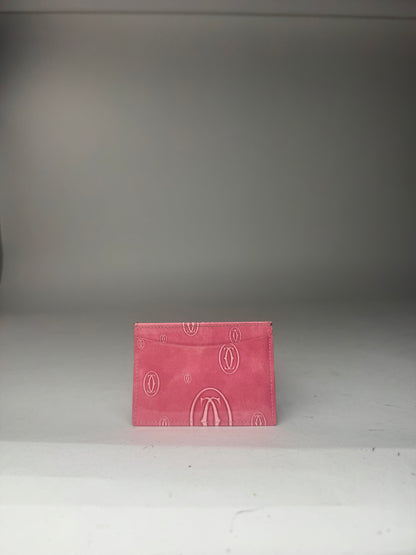 Vintage Cartier Patent Leather monogram Card Holder Pink
