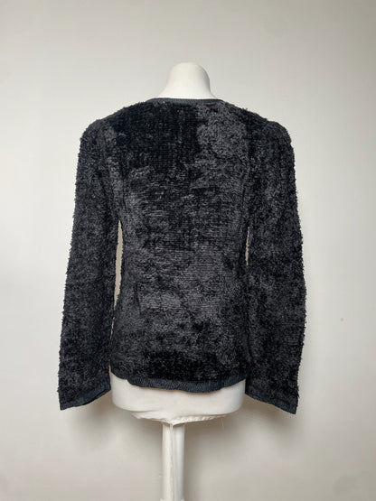 Vintage Fake Fur Zipper Jacket Black M